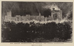 De Jubileumvieringen in Windsor, het Kasteel Verlicht door Henry William Brewer
